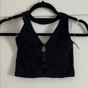 Black Halter Crop Top by ANWND